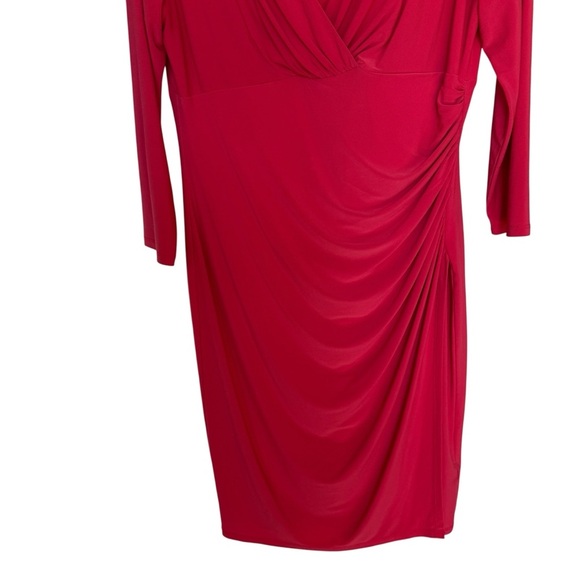 Lauren Ralph Lauren Women's Salmon Pink Faux Wrap Dress Sz 14 Knee Length Party - Picture 3 of 8